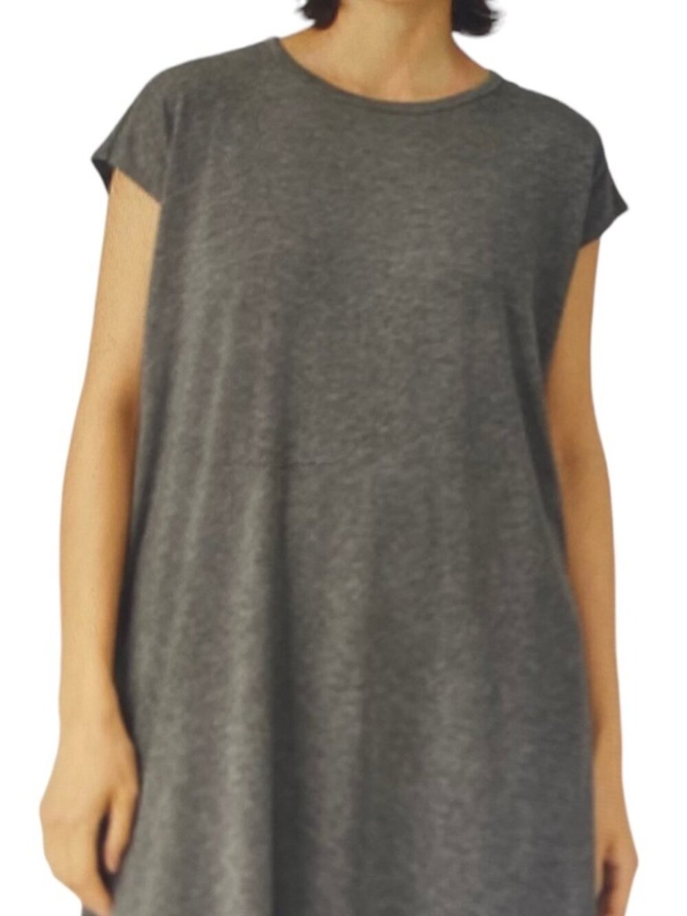 Eileen Fisher Heather Gray Short Sleeve Tunic Dress